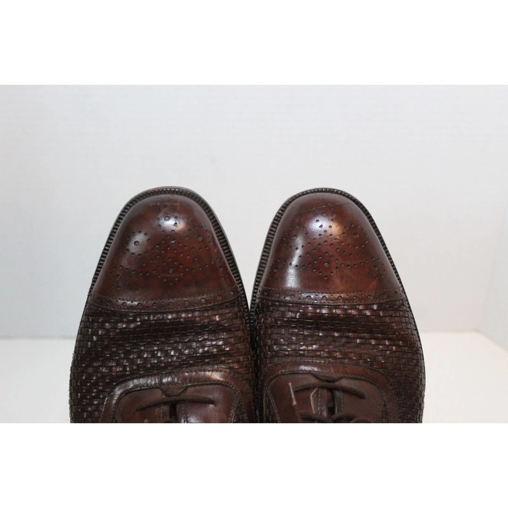 *Flaw Salvatore Ferragamo Woven Leather Lace Oxford Shoes Men's Size 10D H14580 - Picture 7 of 16